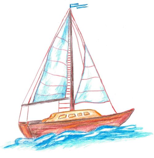 Gezeichnetes Segelboot von Christl Neudecker